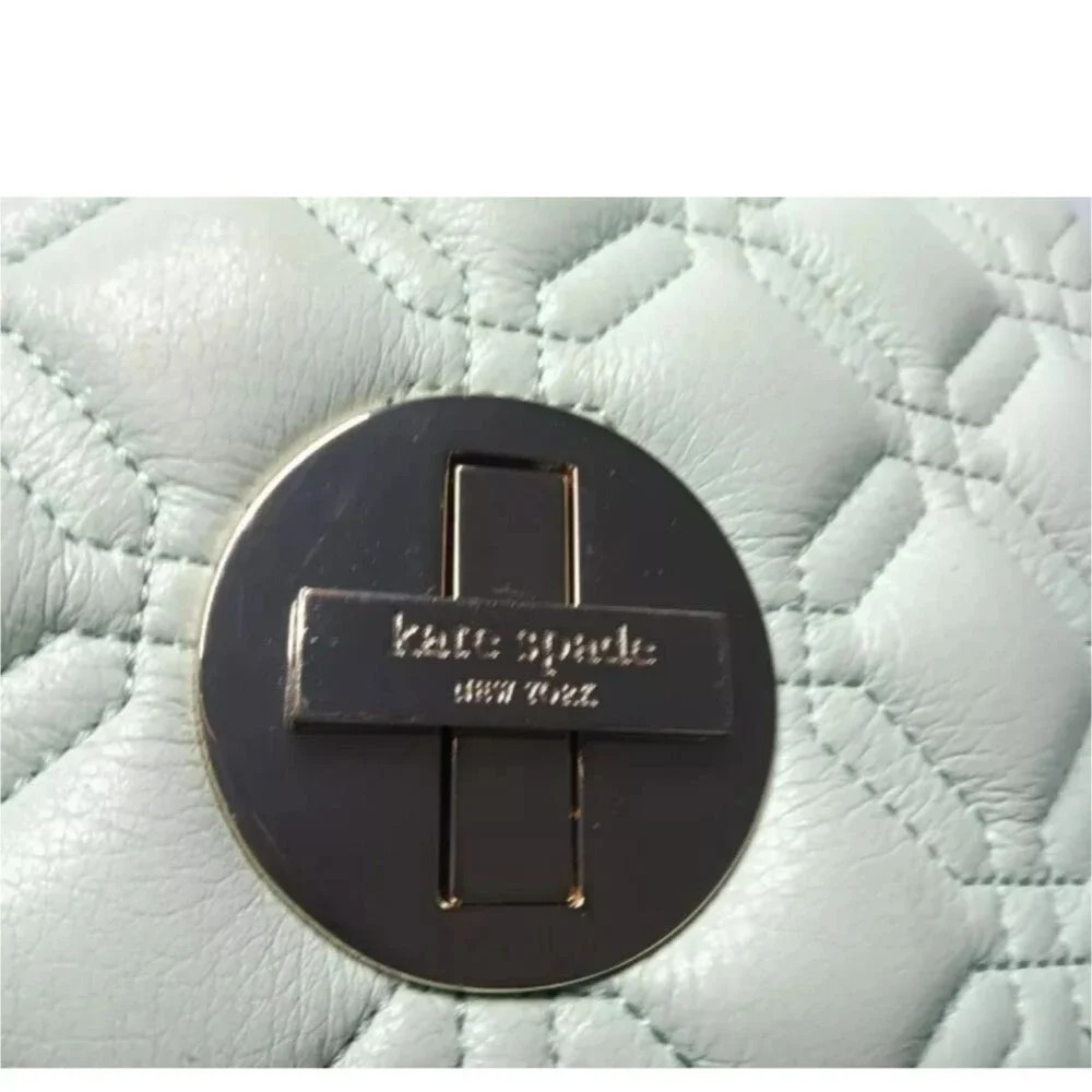 Kate Spade Astor Court Naomi Quilted  Leather Crossbody Bag Mint Green MSRP $228